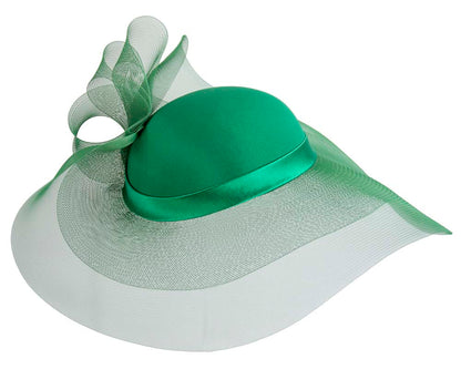 Green large brim custom made ladies hat-2