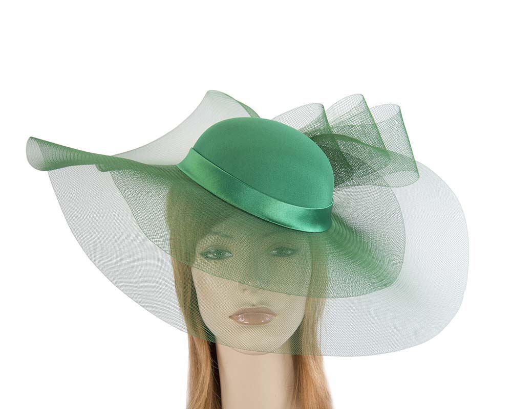 Green large brim custom made ladies hat-0