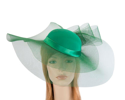 Green large brim custom made ladies hat-0