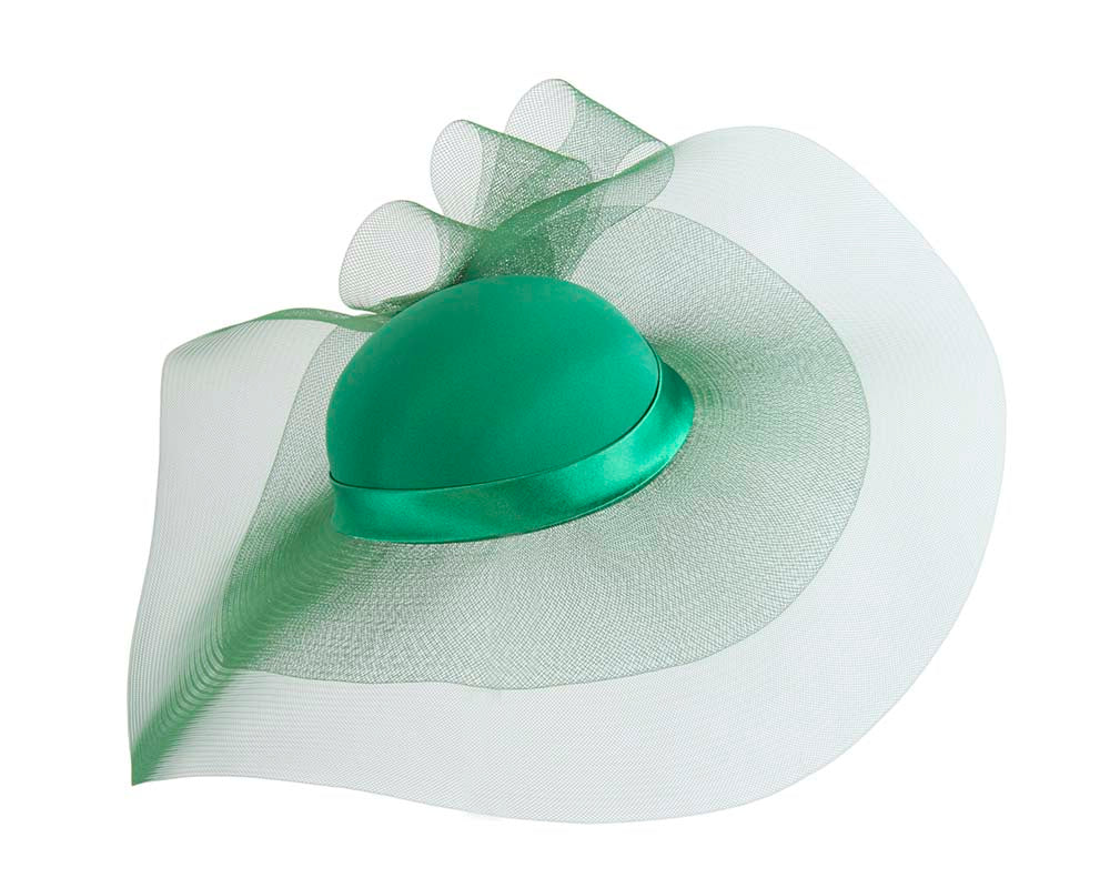 Green large brim custom made ladies hat-1