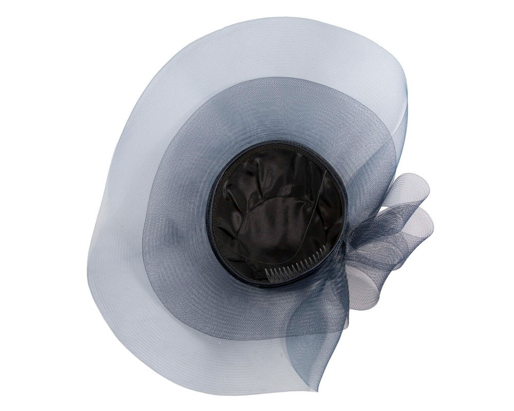 Navy large brim custom made ladies hat-5