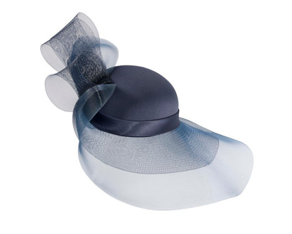 Navy large brim custom made ladies hat-2