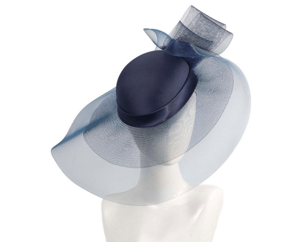 Navy large brim custom made ladies hat-0