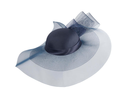 Navy large brim custom made ladies hat-1