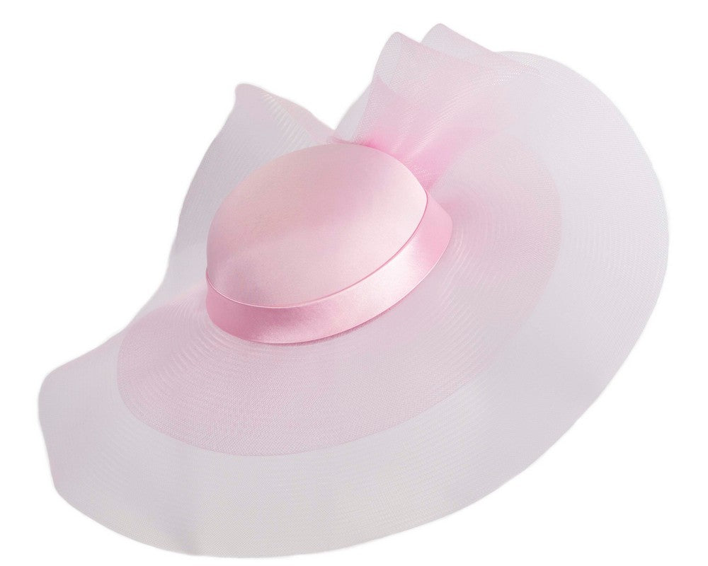 Pink large brim custom made ladies hat-1