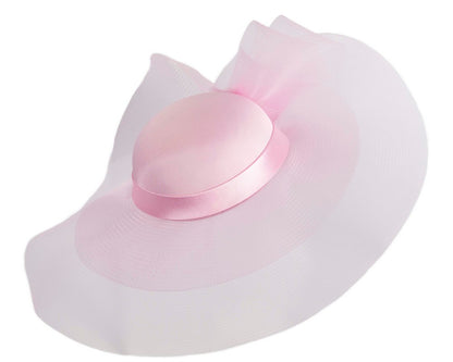 Pink large brim custom made ladies hat-1