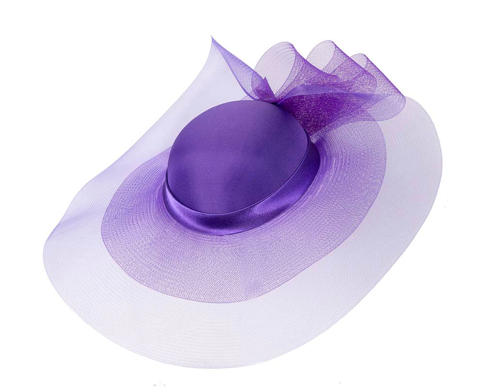 Purple large brim custom made ladies hat