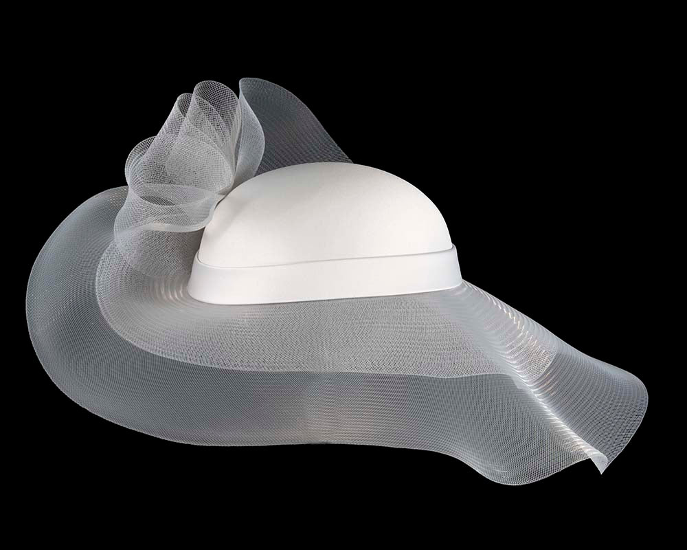 Silver large brim custom made ladies hat-5