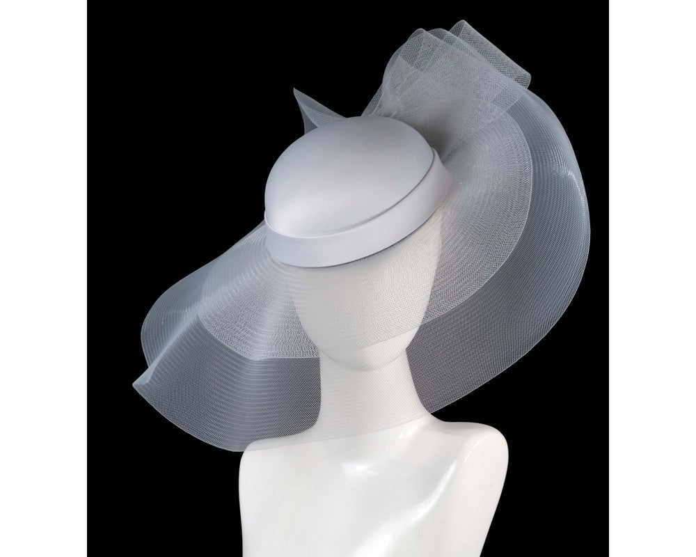 Silver large brim custom made ladies hat-0
