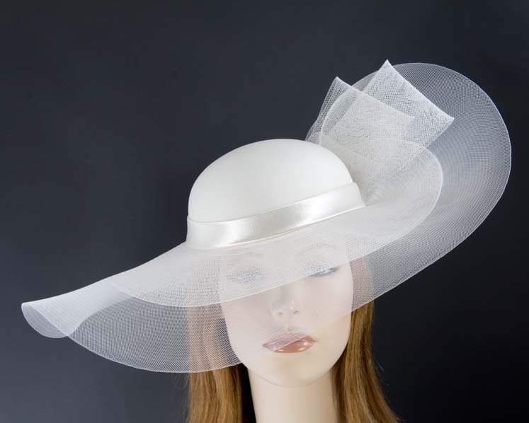 Cream large brim custom made ladies hat-0