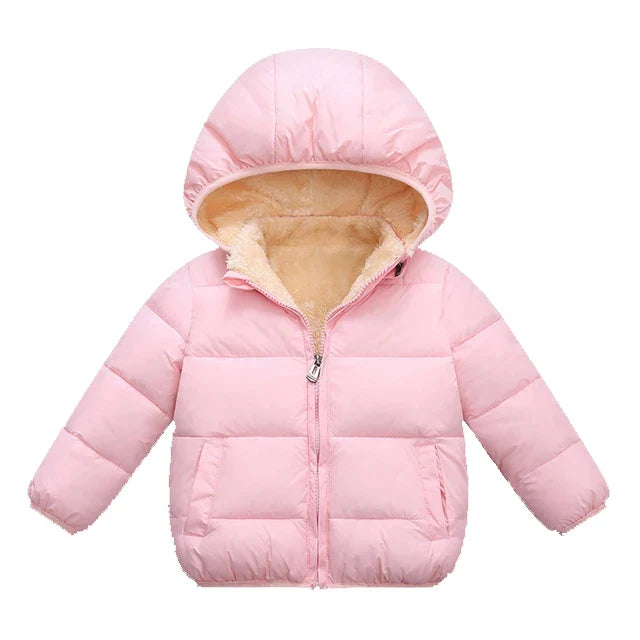 Multivariant Padded Jacket with Hood and Zip for Children-11