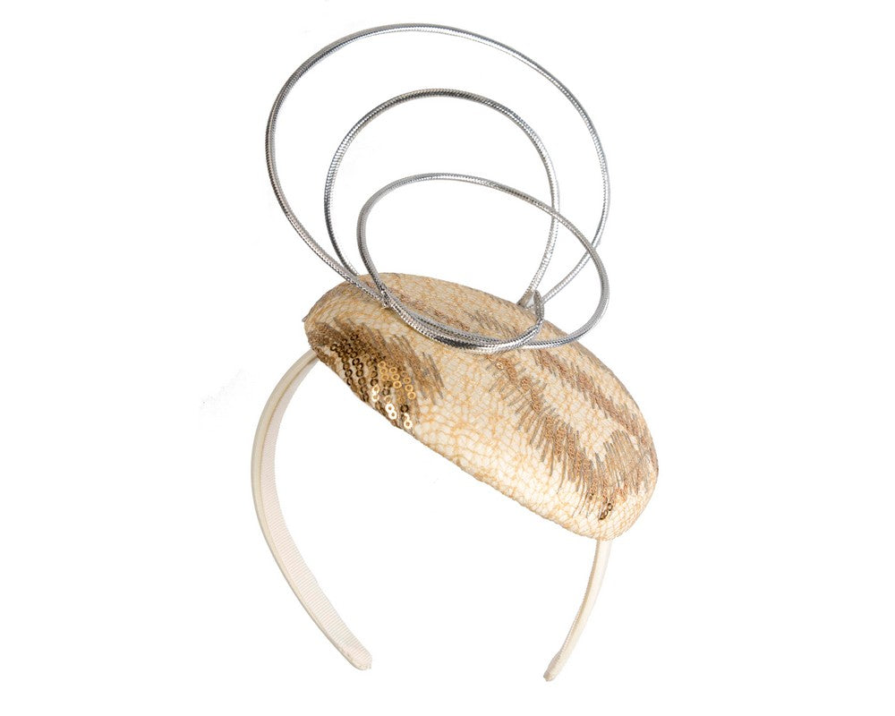 Bespoke designers cream & silver fascinator-2
