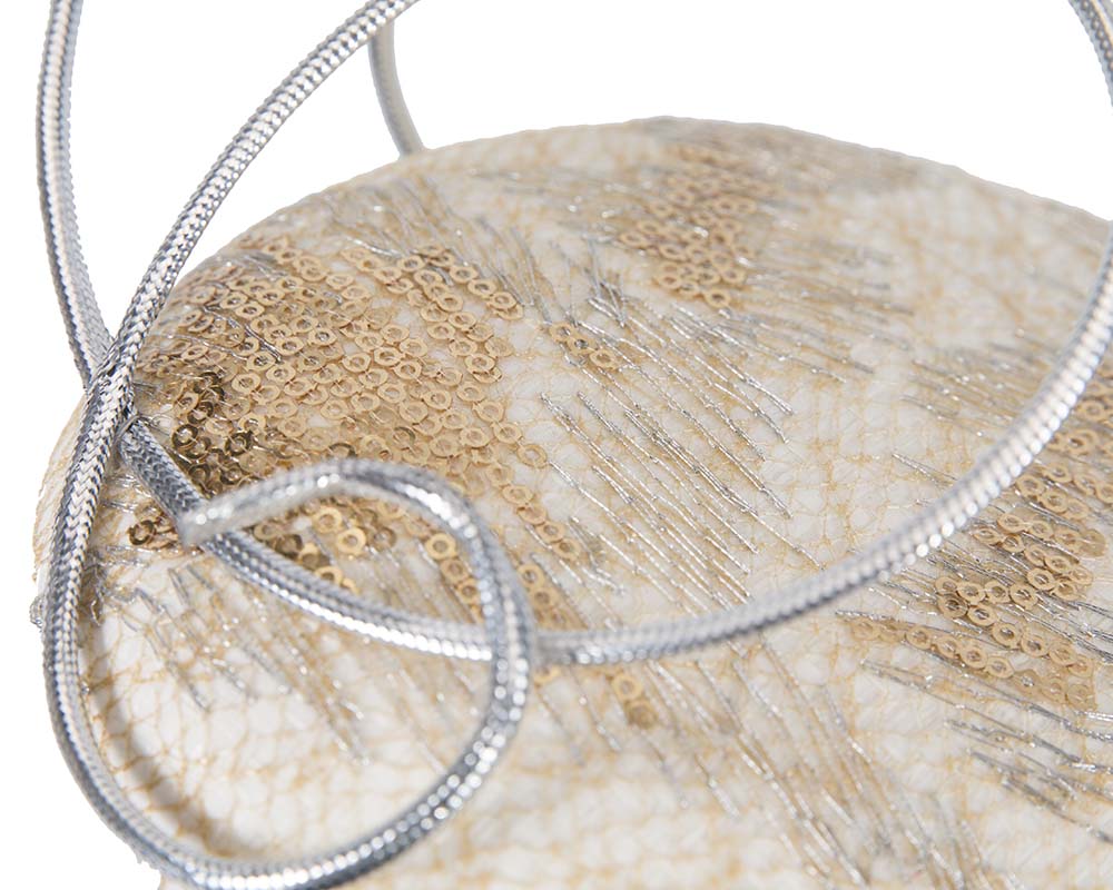 Bespoke designers cream & silver fascinator