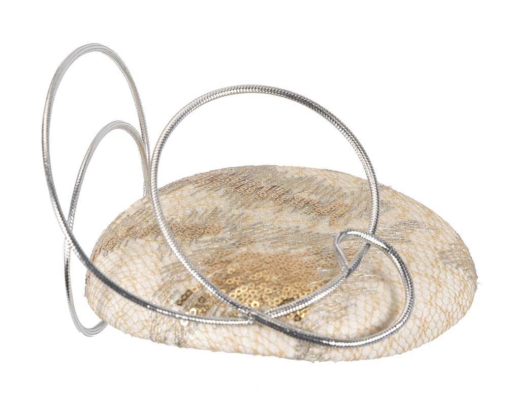 Bespoke designers cream & silver fascinator