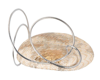 Bespoke designers cream & silver fascinator