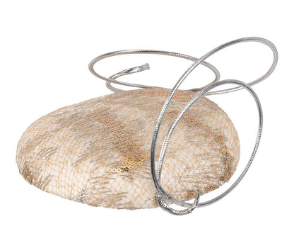 Bespoke designers cream & silver fascinator