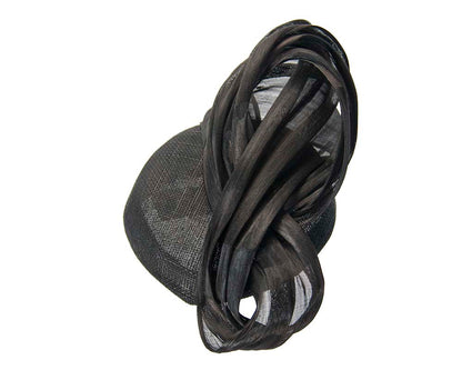 Black pillbox fascinator with silk abaca bow by Fillies Collection