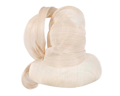 Cream pillbox fascinator with silk abaca bow by Fillies Collection
