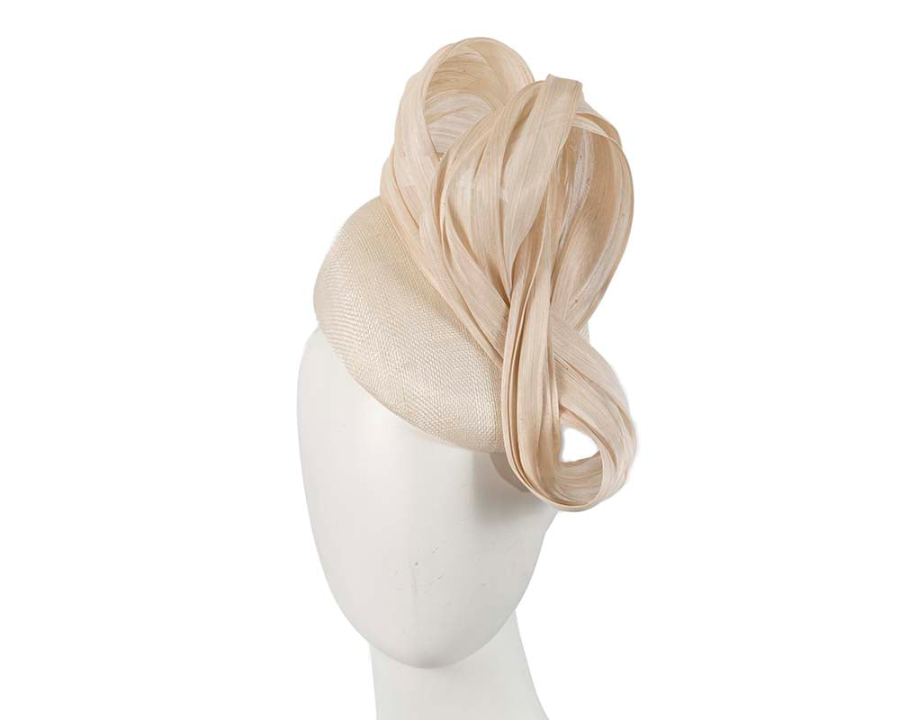 Cream pillbox fascinator with silk abaca bow by Fillies Collection