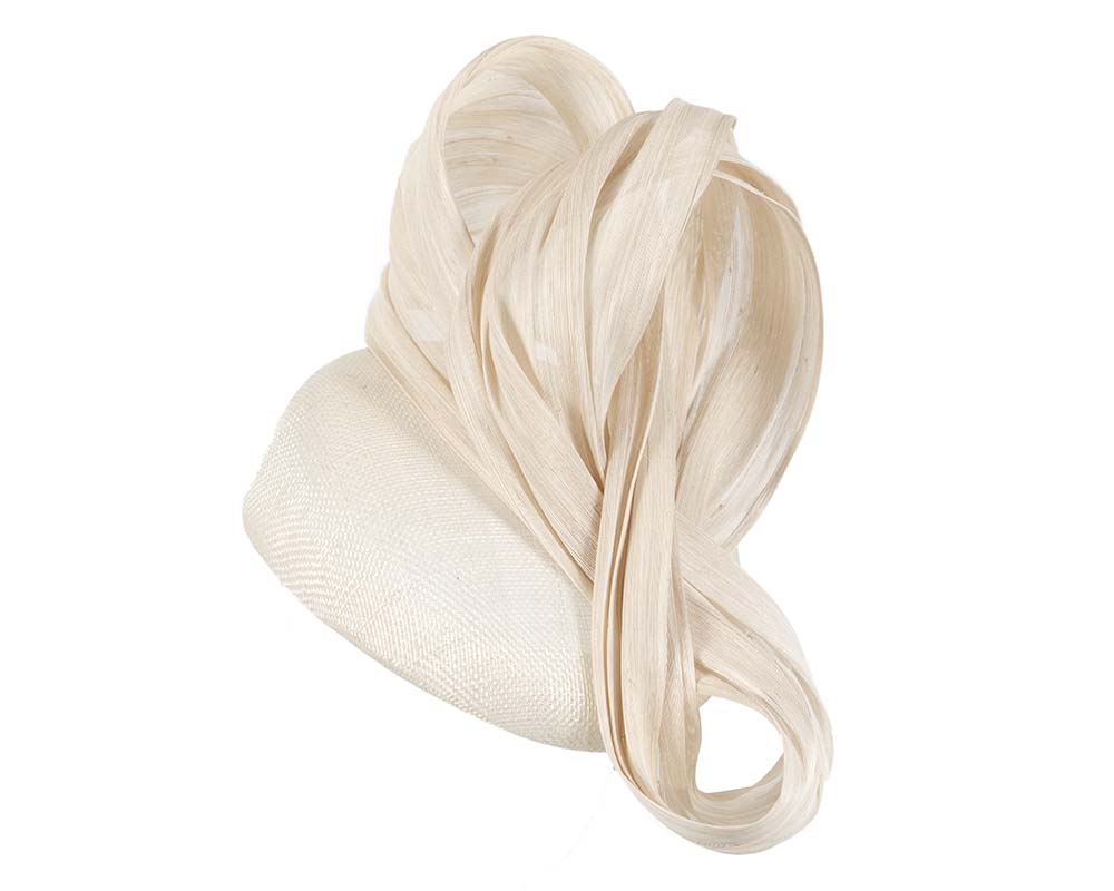 Cream pillbox fascinator with silk abaca bow by Fillies Collection
