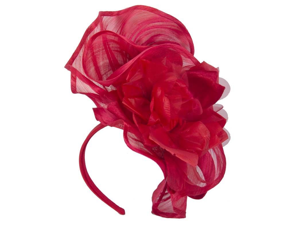 Bespoke large red fascinator-1