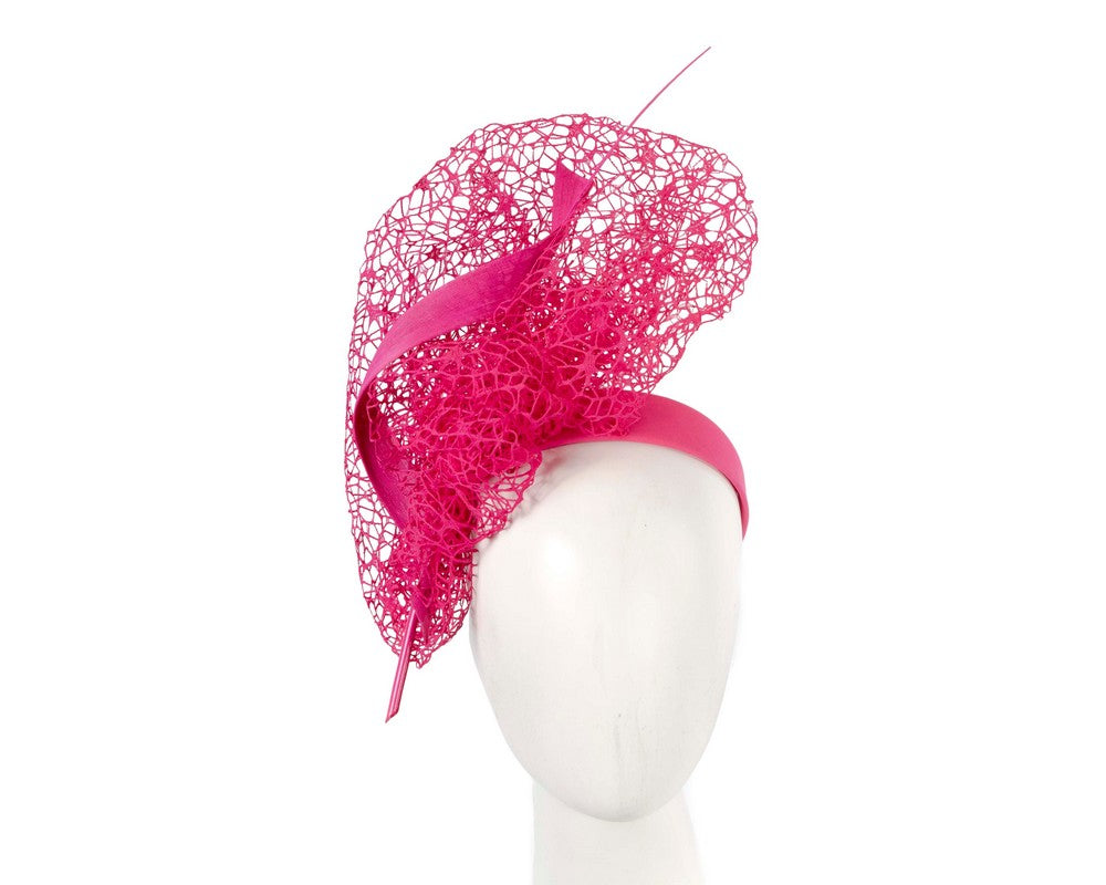 Bespoke fuchsia lace fascinator by Fillies Collection