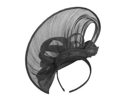 Large black silk abaca heart fascinator-3