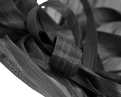 Large black silk abaca heart fascinator-2