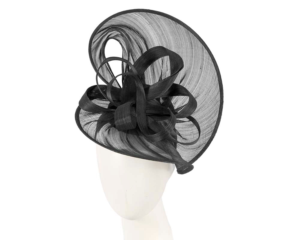 Large black silk abaca heart fascinator-0