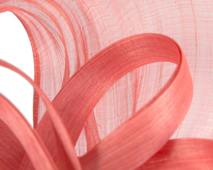 Large coral silk abaca heart fascinator-4