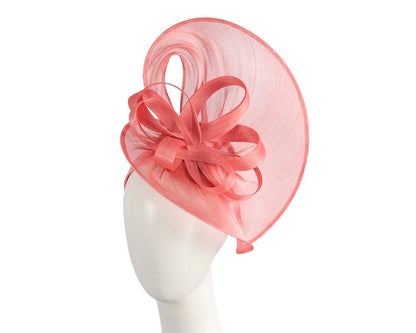 Large coral silk abaca heart fascinator-0