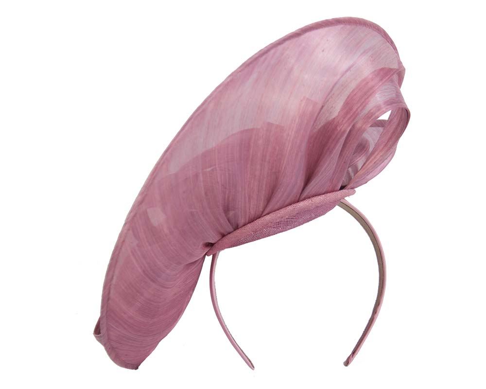 Large dusty pink silk abaca heart fascinator-3