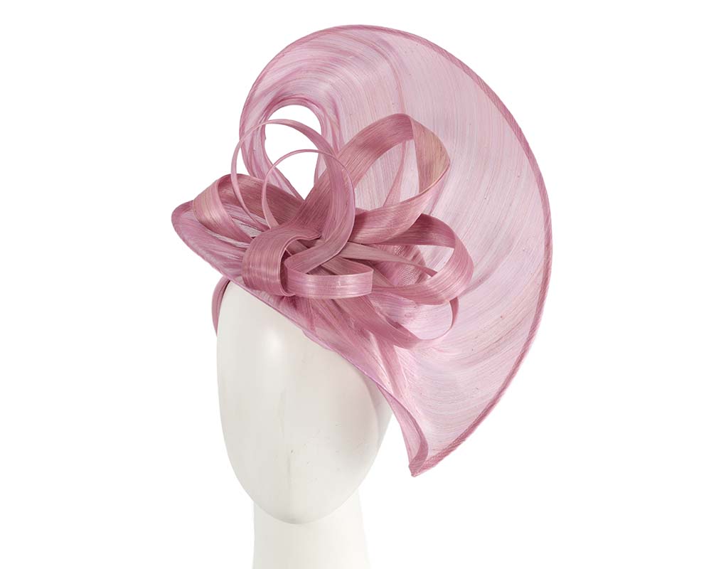 Large dusty pink silk abaca heart fascinator-0
