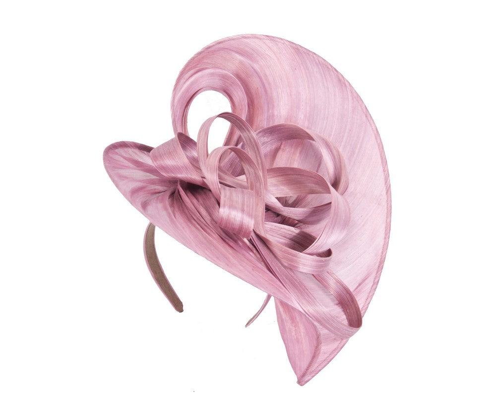 Large dusty pink silk abaca heart fascinator-1