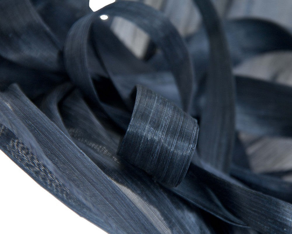 Large navy silk abaca heart fascinator-3