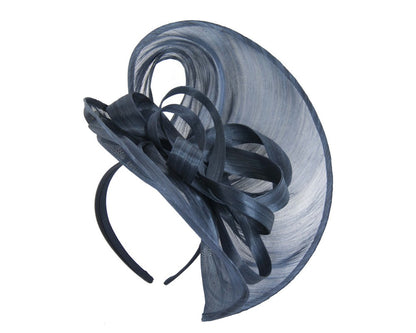 Large navy silk abaca heart fascinator-1