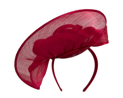 Large red silk abaca heart fascinator-3