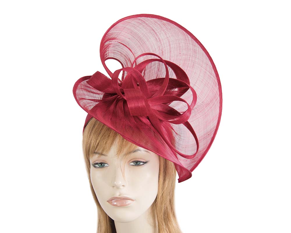 Large red silk abaca heart fascinator-0