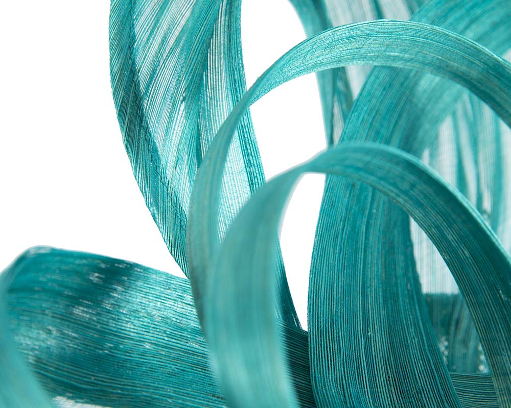 Large turquoise silk abaca heart fascinator-3