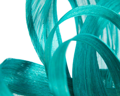 Large turquoise silk abaca heart fascinator-3
