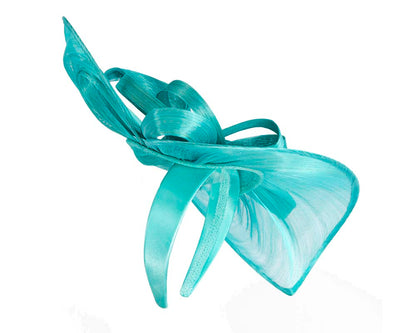 Large turquoise silk abaca heart fascinator-4