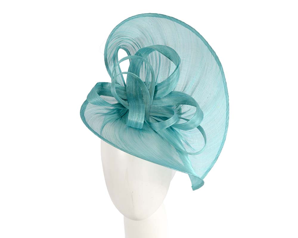 Large turquoise silk abaca heart fascinator-0