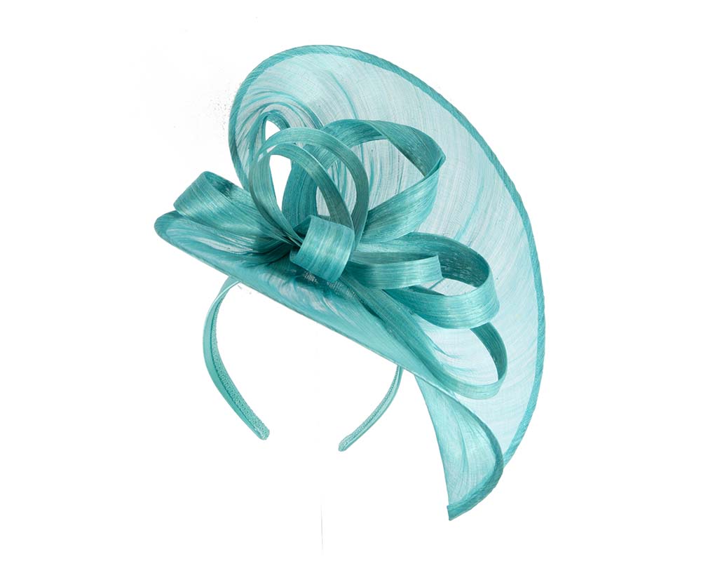 Large turquoise silk abaca heart fascinator-1