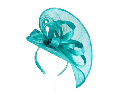 Large turquoise silk abaca heart fascinator-1