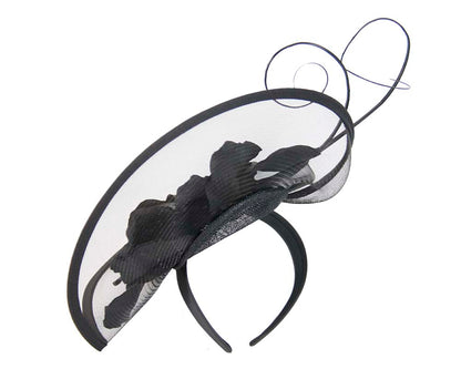 Large black flower heart fascinator-3