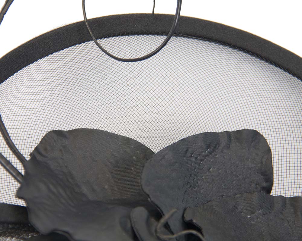 Large black flower heart fascinator-2