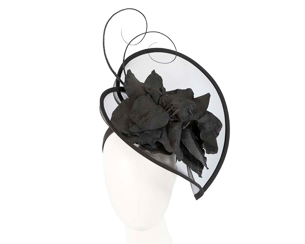 Large black flower heart fascinator-0