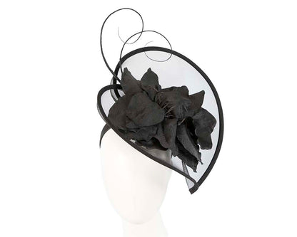 Large black flower heart fascinator-0