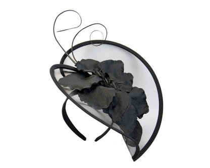 Large black flower heart fascinator-1