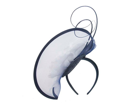 Large navy & white flower heart fascinator-3